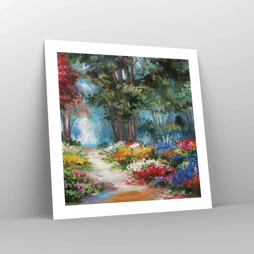 Poster - Wood Garden, Flowery Forest - 50x50 cm