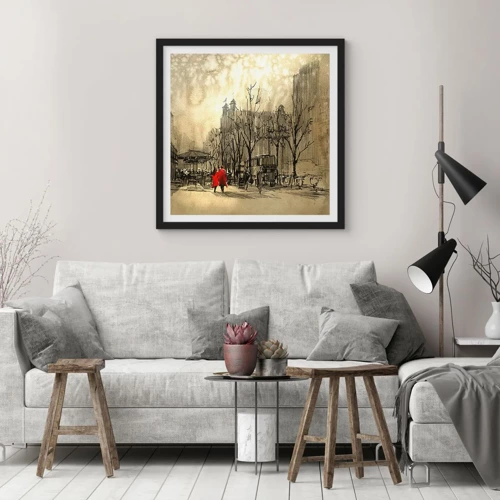 Poster in black frame - A Date in London Fog - 30x30 cm