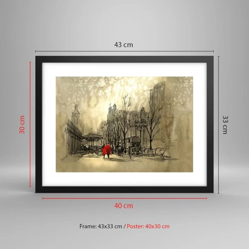 Poster in black frame - A Date in London Fog - 40x30 cm