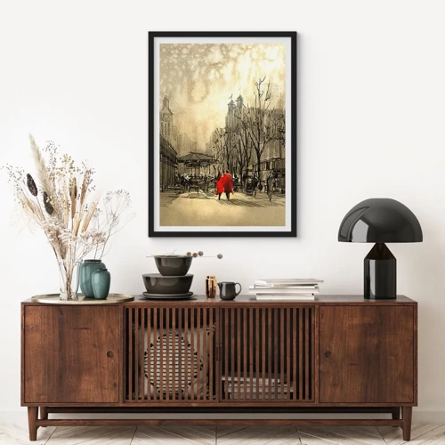 Poster in black frame - A Date in London Fog - 61x91 cm