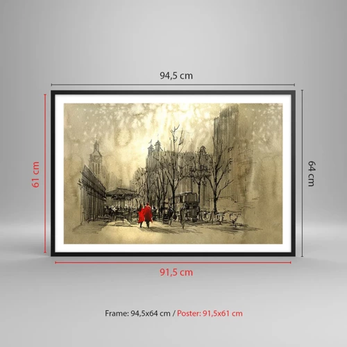 Poster in black frame - A Date in London Fog - 91x61 cm