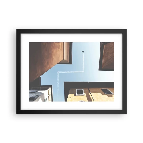 Poster in black frame - Above City Maze - 40x30 cm