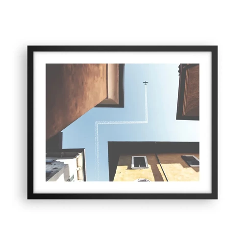 Poster in black frame - Above City Maze - 50x40 cm