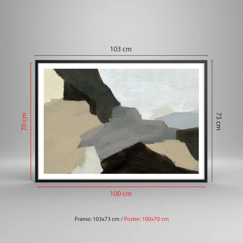 Poster in black frame - Abstract: Crossroads of Grey - 100x70 cm