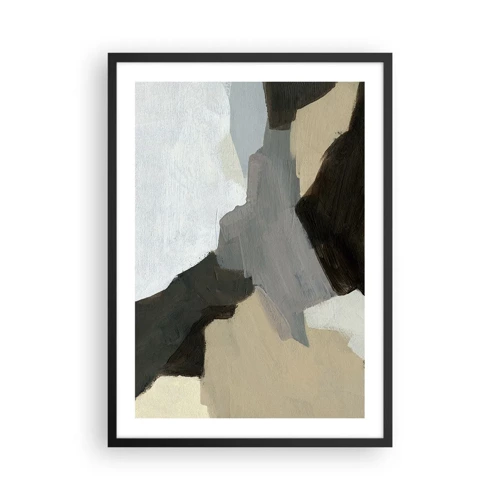 Poster in black frame - Abstract: Crossroads of Grey - 50x70 cm