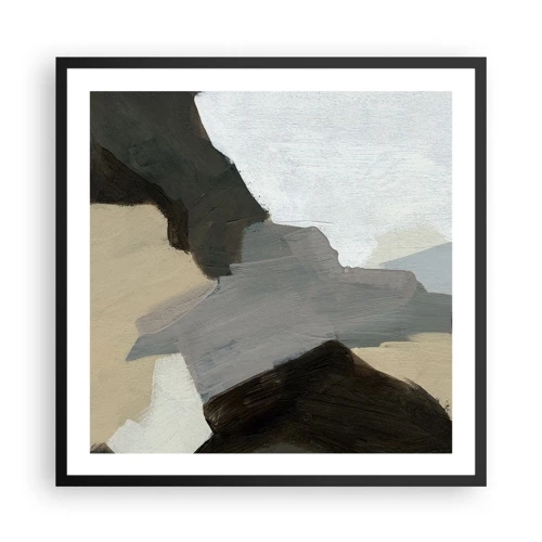 Poster in black frame - Abstract: Crossroads of Grey - 60x60 cm