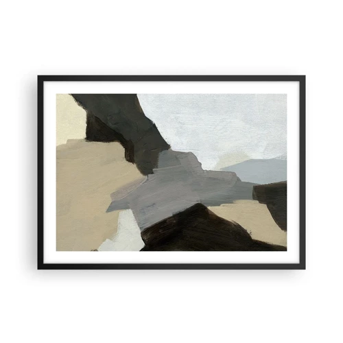 Poster in black frame - Abstract: Crossroads of Grey - 70x50 cm