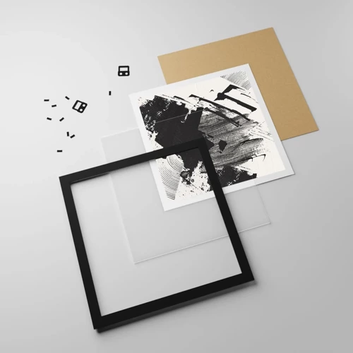 Poster in black frame - Abstract - Expression of Black - 30x30 cm