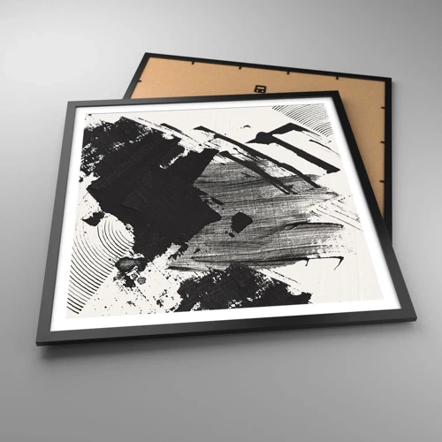 Poster in black frame - Abstract - Expression of Black - 60x60 cm