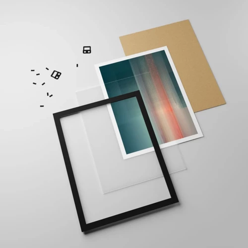 Poster in black frame - Abstract: Light Waves - 50x70 cm