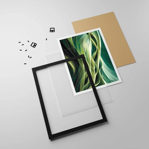 Poster in black frame - Abstract Playing Green - 50x70 cm