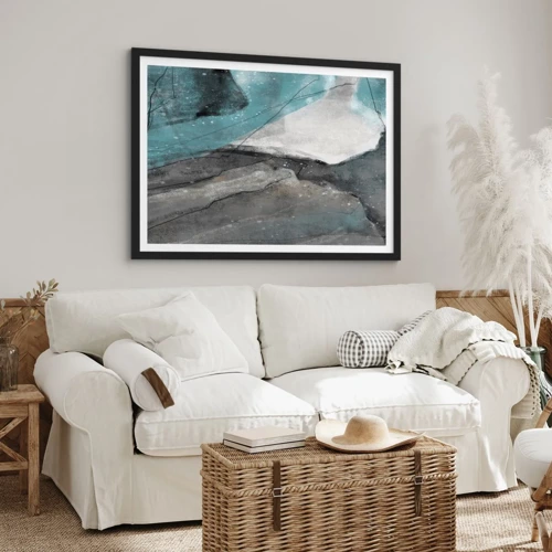 Poster in black frame - Abstract: Rocks and Ice - 70x50 cm