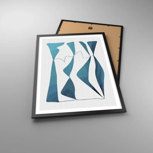Poster in black frame - Abstract: Turquoise Relation - 50x70 cm