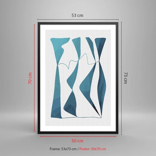 Poster in black frame - Abstract: Turquoise Relation - 50x70 cm