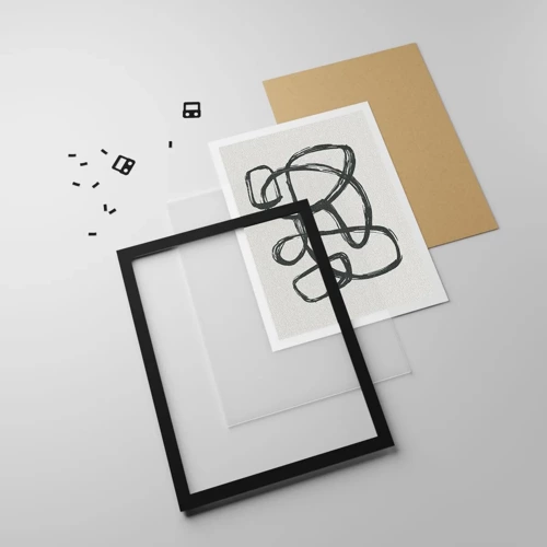 Poster in black frame - Abstract in Loops - 50x70 cm