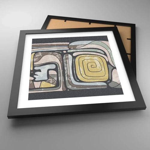 Poster in black frame - Abstract in Precolumbian Style  - 30x30 cm