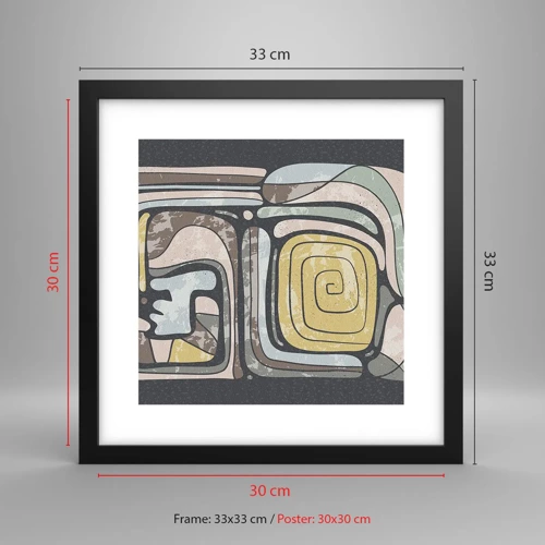 Poster in black frame - Abstract in Precolumbian Style  - 30x30 cm