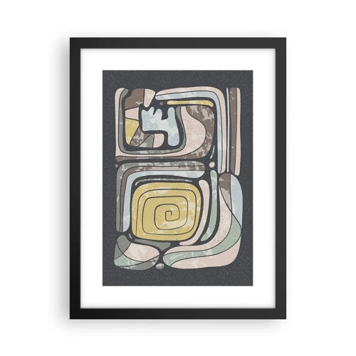 Poster in black frame - Abstract in Precolumbian Style  - 30x40 cm