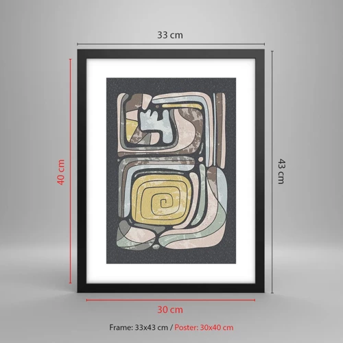 Poster in black frame - Abstract in Precolumbian Style  - 30x40 cm