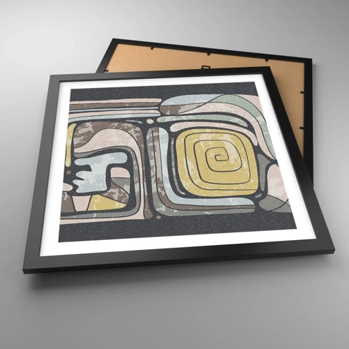 Poster in black frame - Abstract in Precolumbian Style  - 40x40 cm