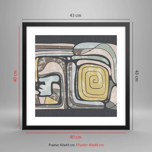 Poster in black frame - Abstract in Precolumbian Style  - 40x40 cm