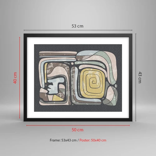 Poster in black frame - Abstract in Precolumbian Style  - 50x40 cm