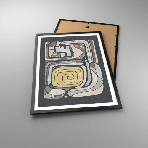 Poster in black frame - Abstract in Precolumbian Style  - 50x70 cm