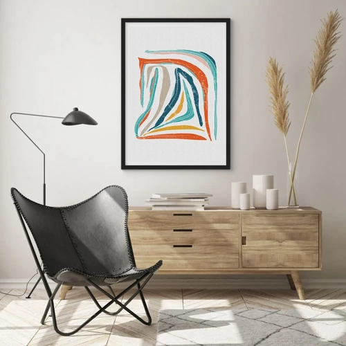 Poster in black frame - Abstract with a Friendly Smile - 50x70 cm