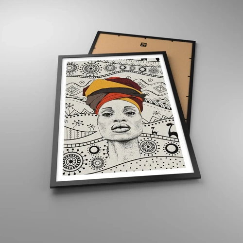 Poster in black frame - African Portrait - 50x70 cm