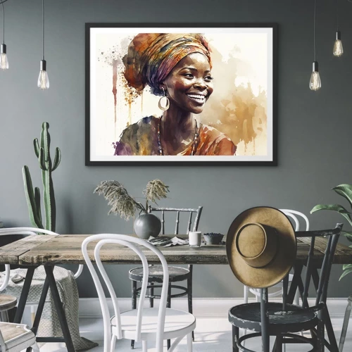 Poster in black frame - African Queen - 100x70 cm