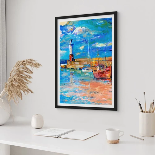 Poster in black frame - Afternoon in a Rainbow Bay - 50x70 cm