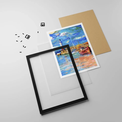 Poster in black frame - Afternoon in a Rainbow Bay - 61x91 cm