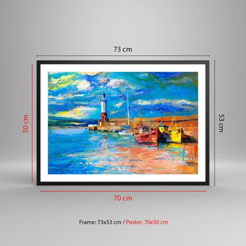 Poster in black frame - Afternoon in a Rainbow Bay - 70x50 cm