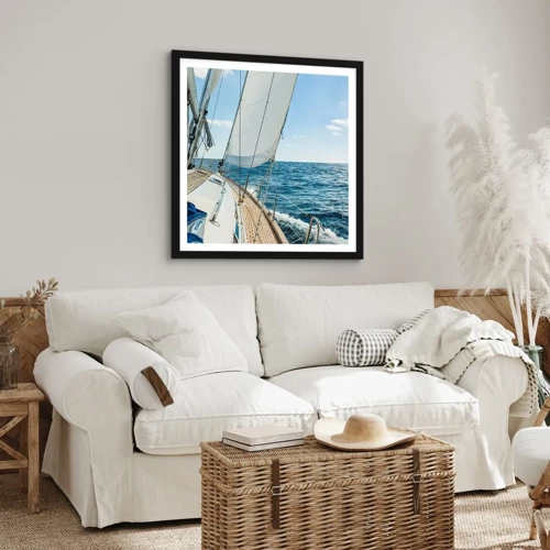 Poster in black frame - Ahoy, Adventure - 30x30 cm