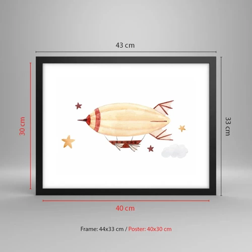 Poster in black frame - Airship - 40x30 cm