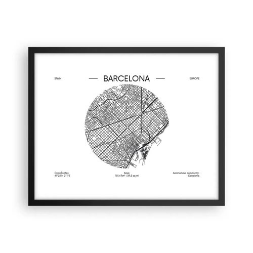 Poster in black frame - Anatomy of Barcelona - 50x40 cm