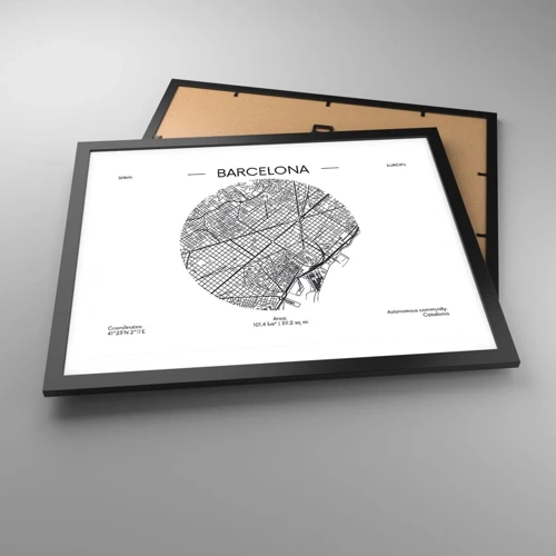 Poster in black frame - Anatomy of Barcelona - 50x40 cm