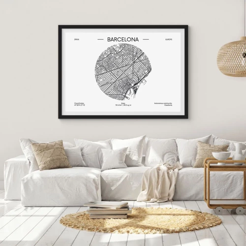 Poster in black frame - Anatomy of Barcelona - 50x40 cm