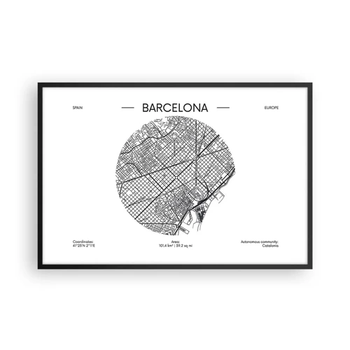 Poster in black frame - Anatomy of Barcelona - 91x61 cm