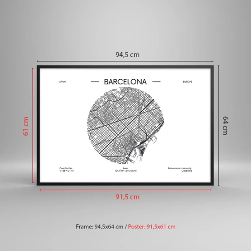 Poster in black frame - Anatomy of Barcelona - 91x61 cm