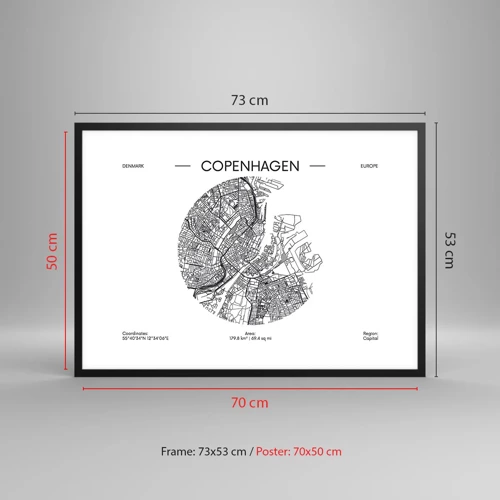 Poster in black frame - Anatomy of Copenhagen - 70x50 cm