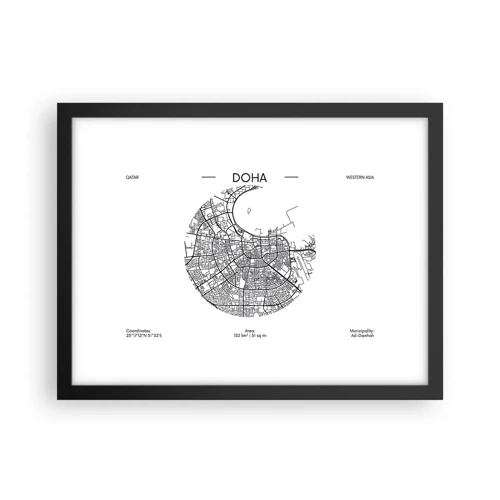 Poster in black frame - Anatomy of Doha - 40x30 cm