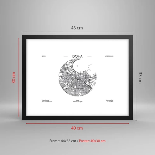 Poster in black frame - Anatomy of Doha - 40x30 cm