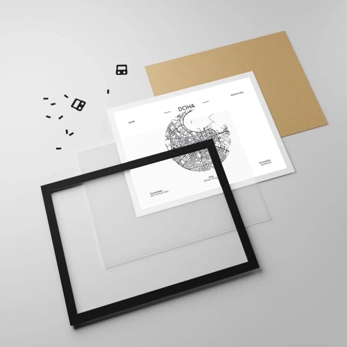 Poster in black frame - Anatomy of Doha - 40x30 cm