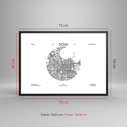 Poster in black frame - Anatomy of Doha - 70x50 cm