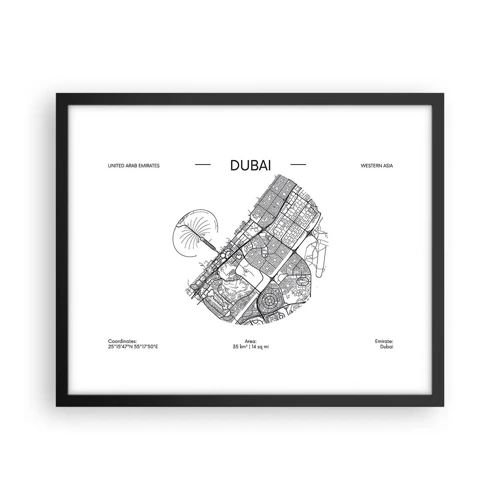 Poster in black frame - Anatomy of Dubai - 50x40 cm