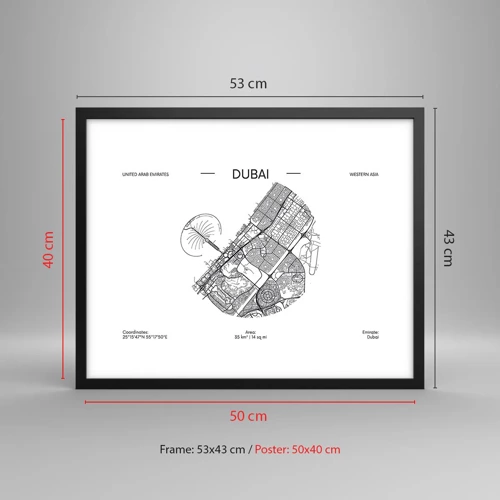 Poster in black frame - Anatomy of Dubai - 50x40 cm