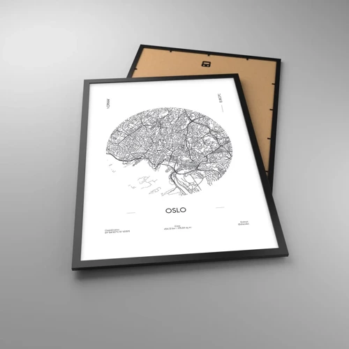 Poster in black frame - Anatomy of Oslo - 50x70 cm