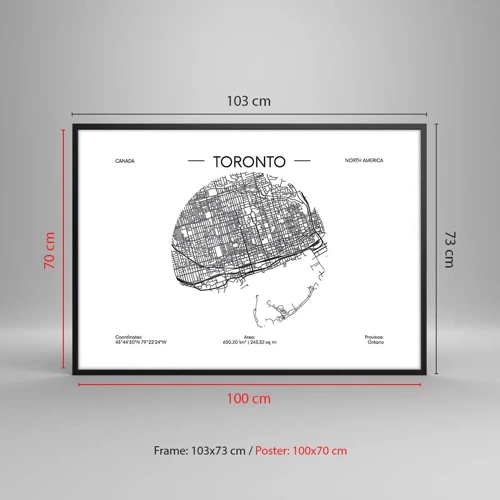 Poster in black frame - Anatomy of Toronto - 100x70 cm