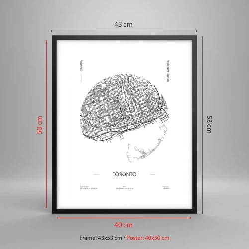 Poster in black frame - Anatomy of Toronto - 40x50 cm